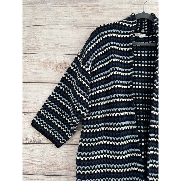 FRNCH Paris Chunky Knit Duster Cardigan Sweater Womens One Size Black Blue - Picture 4 of 13
